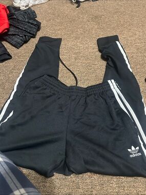 adidas Black Joggers with White Three-Stripe Detail